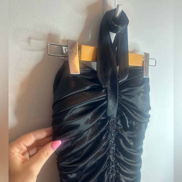 B DARLIN. Brand size 5/6 silky ruffles, neck tie, flapper style black dress - Picture 6 of 7